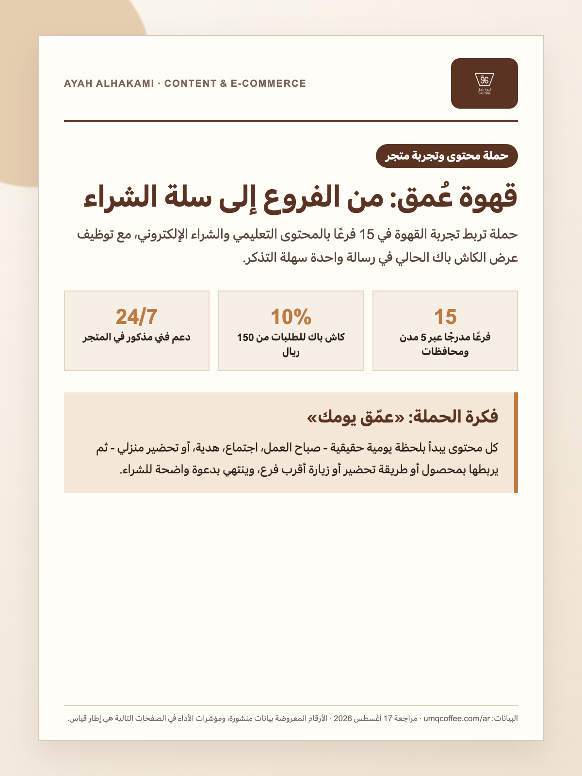 UMQ coffee content and ecommerce campaign cover
